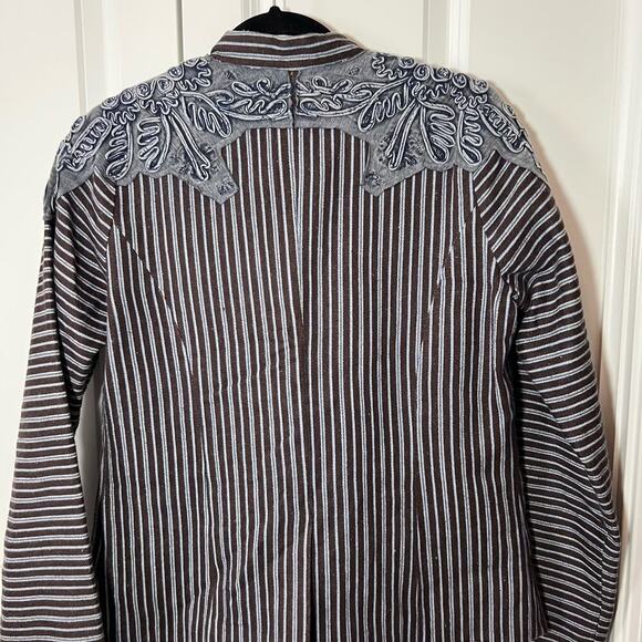 Soft Surroundings Brown Gray Striped Blazer Size Medium - Picture 5 of 7